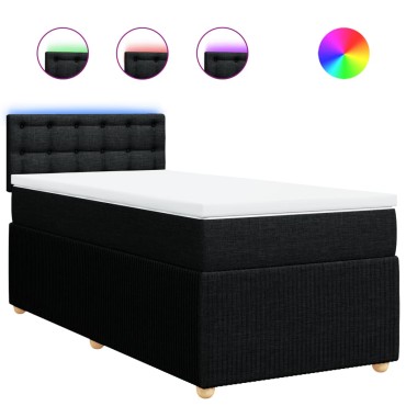 vidaXL Κρεβάτι Boxspring με Στρώμα Μαύρο 90x200 εκ. Υφασμάτινο