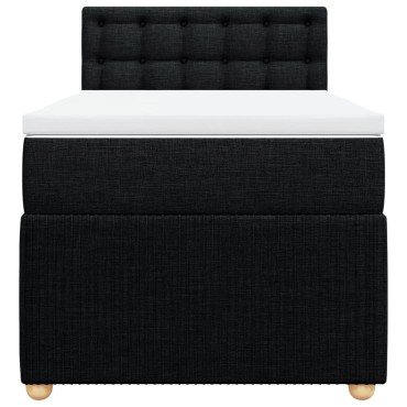 vidaXL Κρεβάτι Boxspring με Στρώμα Μαύρο 90x200 εκ. Υφασμάτινο