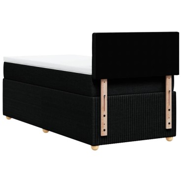 vidaXL Κρεβάτι Boxspring με Στρώμα Μαύρο 90x200 εκ. Υφασμάτινο