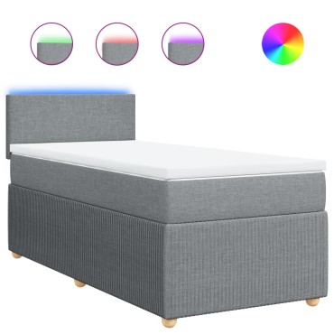vidaXL Κρεβάτι Boxspring με Στρώμα Ανοιχτό Γκρι 100x200 εκ. Υφασμάτινο