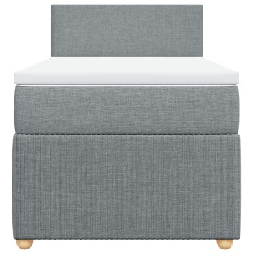 vidaXL Κρεβάτι Boxspring με Στρώμα Ανοιχτό Γκρι 100x200 εκ. Υφασμάτινο
