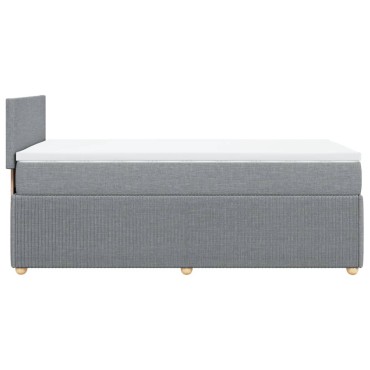 vidaXL Κρεβάτι Boxspring με Στρώμα Ανοιχτό Γκρι 100x200 εκ. Υφασμάτινο