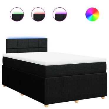 vidaXL Κρεβάτι Boxspring με Στρώμα Μαύρο 120x200 εκ. Υφασμάτινο