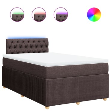 vidaXL Κρεβάτι Boxspring με Στρώμα Σκούρο Καφέ 120x200 εκ. Υφασμάτινο