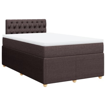 vidaXL Κρεβάτι Boxspring με Στρώμα Σκούρο Καφέ 120x200 εκ. Υφασμάτινο