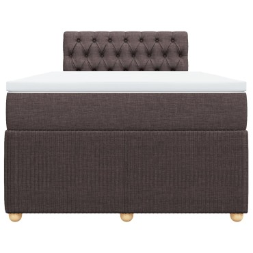 vidaXL Κρεβάτι Boxspring με Στρώμα Σκούρο Καφέ 120x200 εκ. Υφασμάτινο