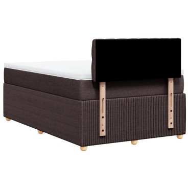 vidaXL Κρεβάτι Boxspring με Στρώμα Σκούρο Καφέ 120x200 εκ. Υφασμάτινο
