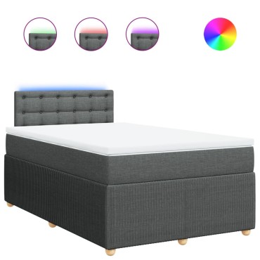 vidaXL Κρεβάτι Boxspring με Στρώμα Σκούρο Γκρι 120x200 εκ. Υφασμάτινο