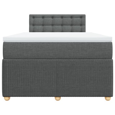 vidaXL Κρεβάτι Boxspring με Στρώμα Σκούρο Γκρι 120x200 εκ. Υφασμάτινο