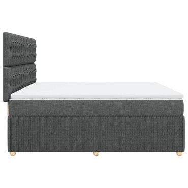vidaXL Κρεβάτι Boxspring με Στρώμα Σκούρο Γκρι 200x200 εκ. Υφασμάτινο