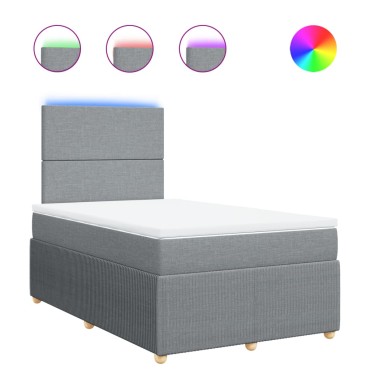 vidaXL Κρεβάτι Boxspring με Στρώμα Ανοιχτό Γκρι 120x200 εκ. Υφασμάτινο