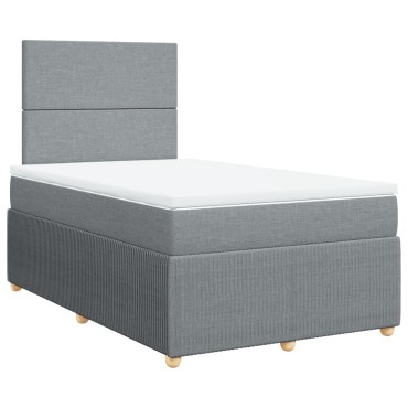 vidaXL Κρεβάτι Boxspring με Στρώμα Ανοιχτό Γκρι 120x200 εκ. Υφασμάτινο
