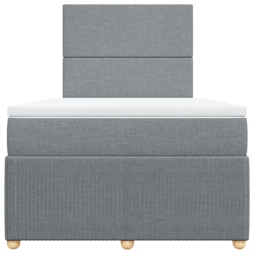 vidaXL Κρεβάτι Boxspring με Στρώμα Ανοιχτό Γκρι 120x200 εκ. Υφασμάτινο