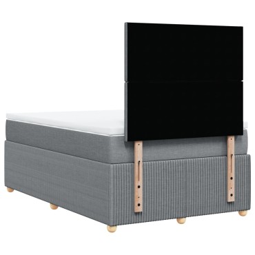 vidaXL Κρεβάτι Boxspring με Στρώμα Ανοιχτό Γκρι 120x200 εκ. Υφασμάτινο