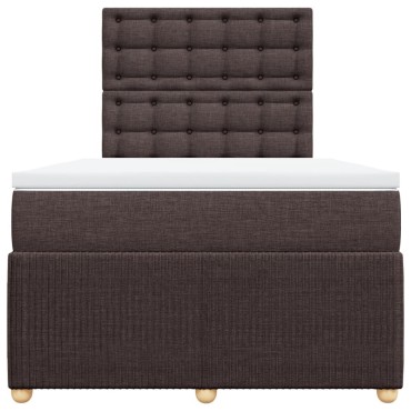 vidaXL Κρεβάτι Boxspring με Στρώμα Σκούρο Καφέ 120x200 εκ. Υφασμάτινο