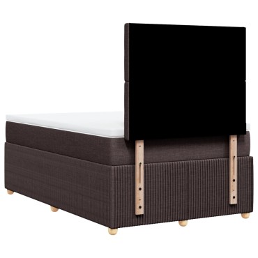 vidaXL Κρεβάτι Boxspring με Στρώμα Σκούρο Καφέ 120x200 εκ. Υφασμάτινο