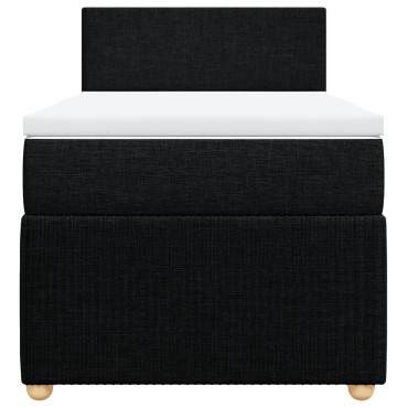 vidaXL Κρεβάτι Boxspring με Στρώμα Μαύρο 90x200 εκ. Υφασμάτινο