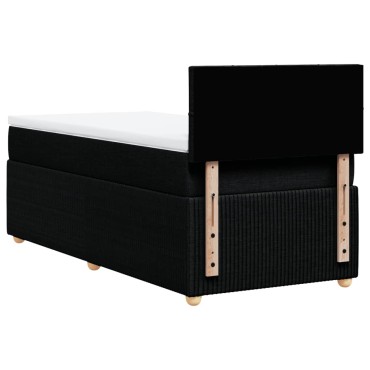 vidaXL Κρεβάτι Boxspring με Στρώμα Μαύρο 90x200 εκ. Υφασμάτινο