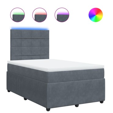 vidaXL Κρεβάτι Boxspring με Στρώμα Σκούρο Γκρι 120x200 εκ. Βελούδινο