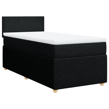 vidaXL Κρεβάτι Boxspring με Στρώμα Μαύρο 90x200 εκ. Υφασμάτινο