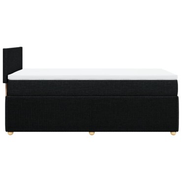 vidaXL Κρεβάτι Boxspring με Στρώμα Μαύρο 90x200 εκ. Υφασμάτινο