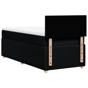 vidaXL Κρεβάτι Boxspring με Στρώμα Μαύρο 90x200 εκ. Υφασμάτινο