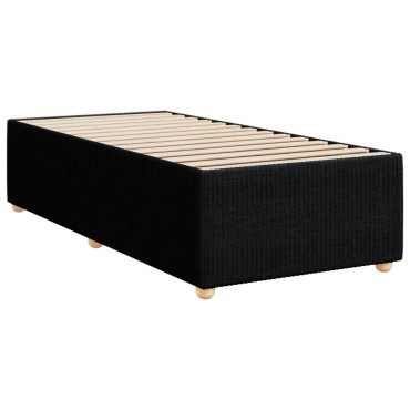 vidaXL Κρεβάτι Boxspring με Στρώμα Μαύρο 90x200 εκ. Υφασμάτινο