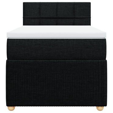 vidaXL Κρεβάτι Boxspring με Στρώμα Μαύρο 90x200 εκ. Υφασμάτινο