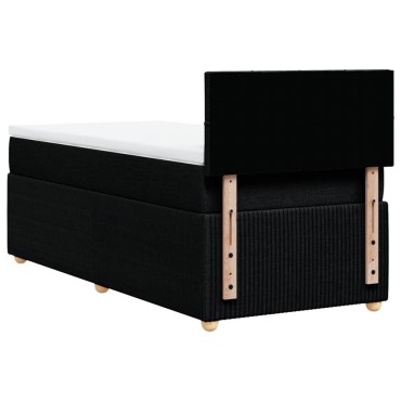vidaXL Κρεβάτι Boxspring με Στρώμα Μαύρο 90x200 εκ. Υφασμάτινο