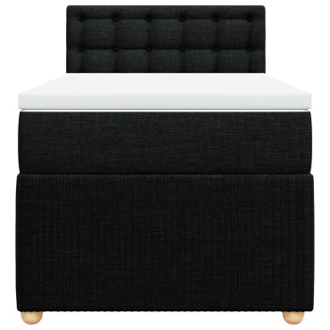 vidaXL Κρεβάτι Boxspring με Στρώμα Μαύρο 90x200 εκ. Υφασμάτινο