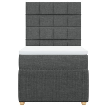 vidaXL Κρεβάτι Boxspring με Στρώμα Σκούρο Γκρι 90x200 εκ. Υφασμάτινο