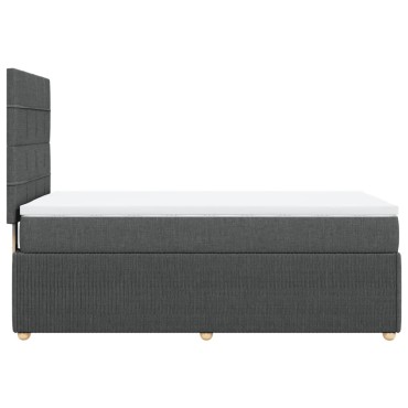 vidaXL Κρεβάτι Boxspring με Στρώμα Σκούρο Γκρι 90x200 εκ. Υφασμάτινο