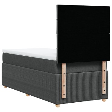 vidaXL Κρεβάτι Boxspring με Στρώμα Σκούρο Γκρι 90x200 εκ. Υφασμάτινο