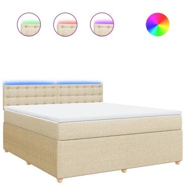 vidaXL Κρεβάτι Boxspring με Στρώμα Κρεμ 180x200 εκ. Υφασμάτινο