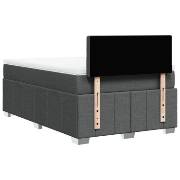 vidaXL Κρεβάτι Boxspring με Στρώμα Σκούρο Γκρι 120x200 εκ. Υφασμάτινο