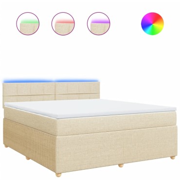 vidaXL Κρεβάτι Boxspring με Στρώμα Κρεμ 180x200 εκ. Υφασμάτινο