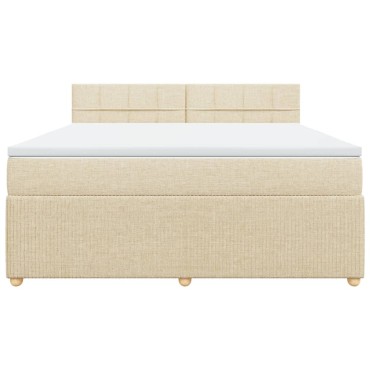vidaXL Κρεβάτι Boxspring με Στρώμα Κρεμ 180x200 εκ. Υφασμάτινο