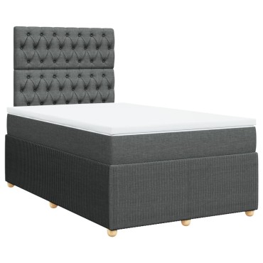 vidaXL Κρεβάτι Boxspring με Στρώμα Σκούρο Γκρι 120x200 εκ. Υφασμάτινο