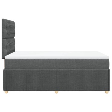 vidaXL Κρεβάτι Boxspring με Στρώμα Σκούρο Γκρι 120x200 εκ. Υφασμάτινο