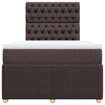 vidaXL Κρεβάτι Boxspring με Στρώμα Σκούρο Καφέ 120x200 εκ. Υφασμάτινο