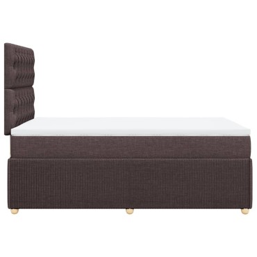 vidaXL Κρεβάτι Boxspring με Στρώμα Σκούρο Καφέ 120x200 εκ. Υφασμάτινο
