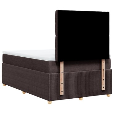 vidaXL Κρεβάτι Boxspring με Στρώμα Σκούρο Καφέ 120x200 εκ. Υφασμάτινο