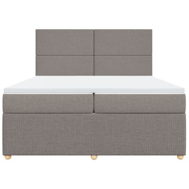 vidaXL Κρεβάτι Boxspring με Στρώμα Taupe 200x200 εκ. Υφασμάτινο