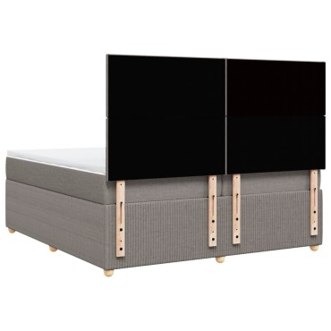 vidaXL Κρεβάτι Boxspring με Στρώμα Taupe 200x200 εκ. Υφασμάτινο