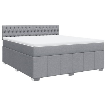 vidaXL Κρεβάτι Boxspring με Στρώμα Ανοιχτό Γκρι 180x200 εκ. Υφασμάτινο