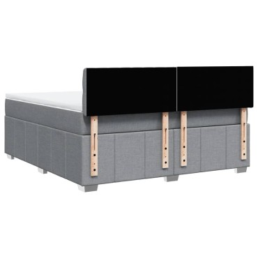vidaXL Κρεβάτι Boxspring με Στρώμα Ανοιχτό Γκρι 180x200 εκ. Υφασμάτινο