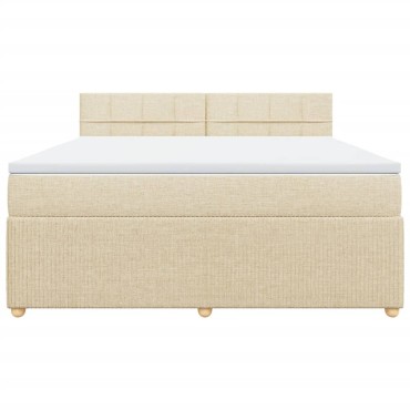 vidaXL Κρεβάτι Boxspring με Στρώμα Κρεμ 180x200 εκ. Υφασμάτινο