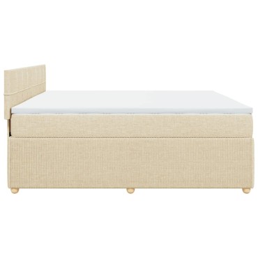 vidaXL Κρεβάτι Boxspring με Στρώμα Κρεμ 180x200 εκ. Υφασμάτινο