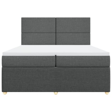 vidaXL Κρεβάτι Boxspring με Στρώμα Σκούρο Γκρι 200x200 εκ. Υφασμάτινο