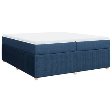 vidaXL Κρεβάτι Boxspring με Στρώμα Μπλε 200x200 εκ. Υφασμάτινο